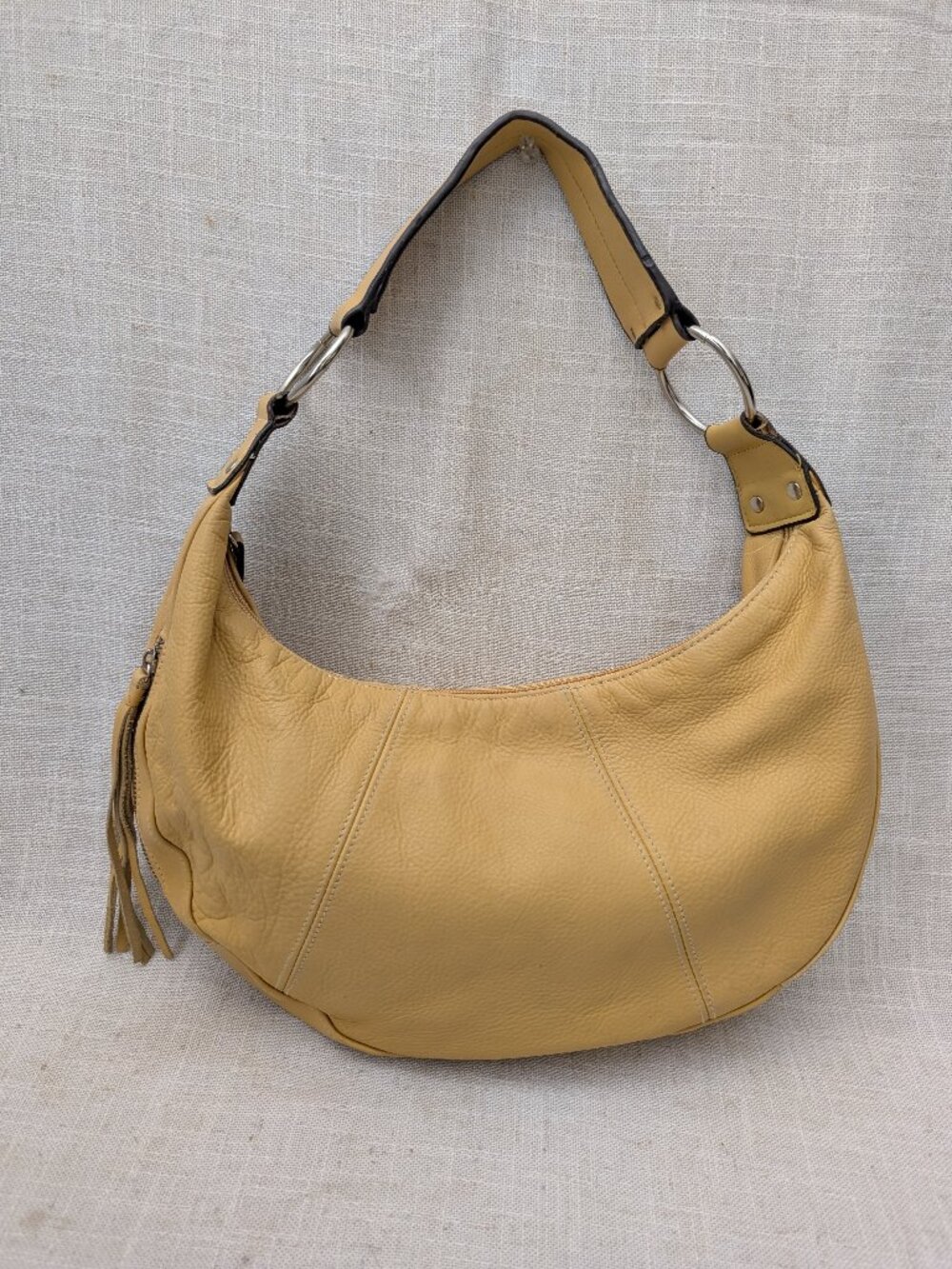 Worthington Butter Yellow Genuine Leather Hobo Shoulder Bag